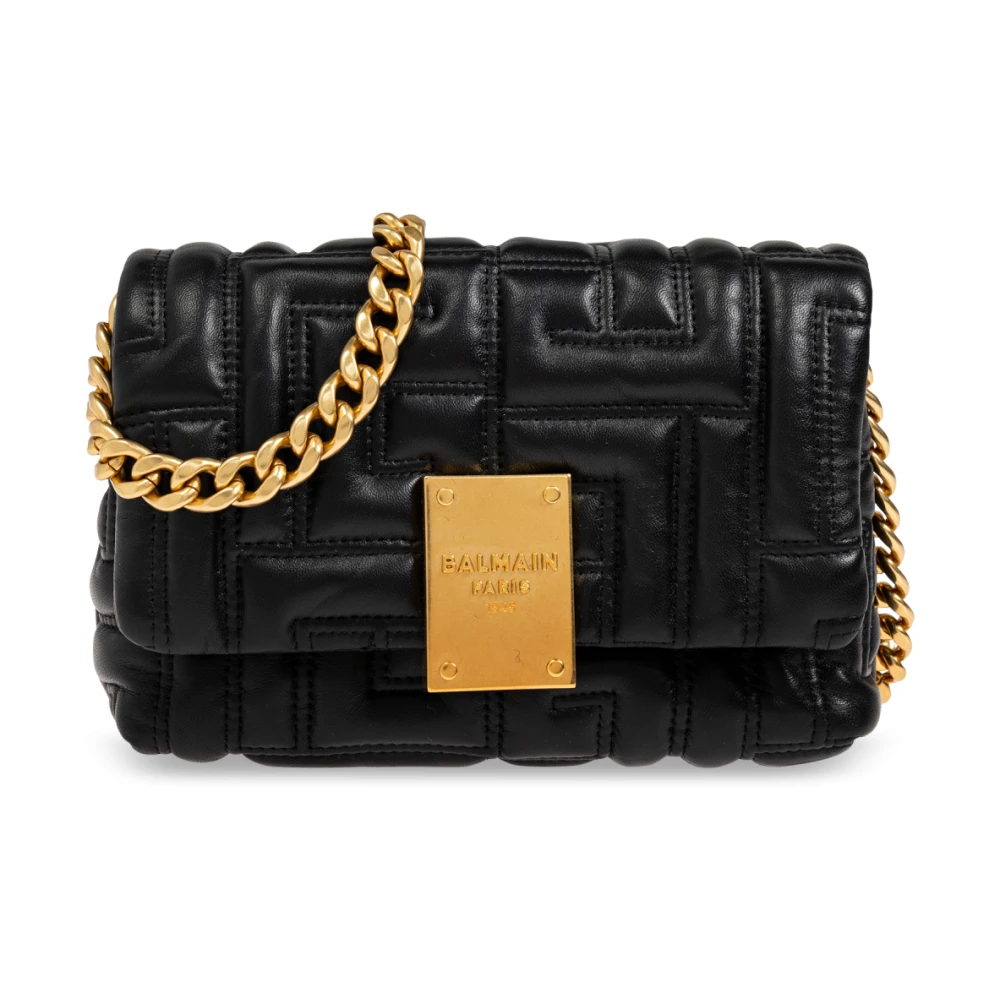 Balmain 1945 Zacht gewatteerde leren mini tas Black Dames