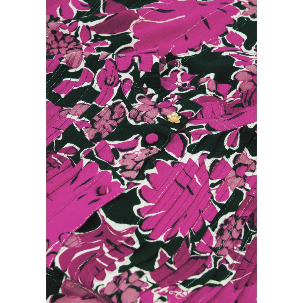 Fabienne Chapot Roze Bloes met Bloemenprint en Mandarin Kraag Multicolor Dames