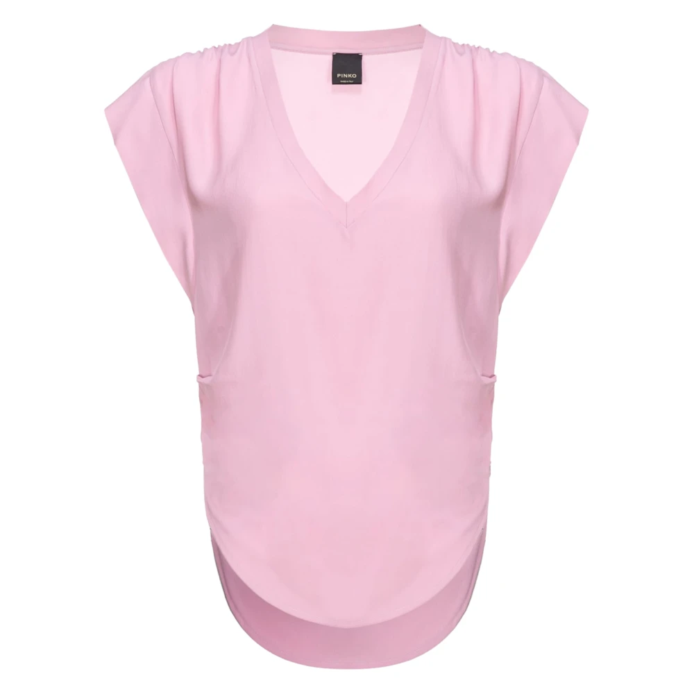Pinko Mouwloze top met V-hals en verzamelde details Pink Dames