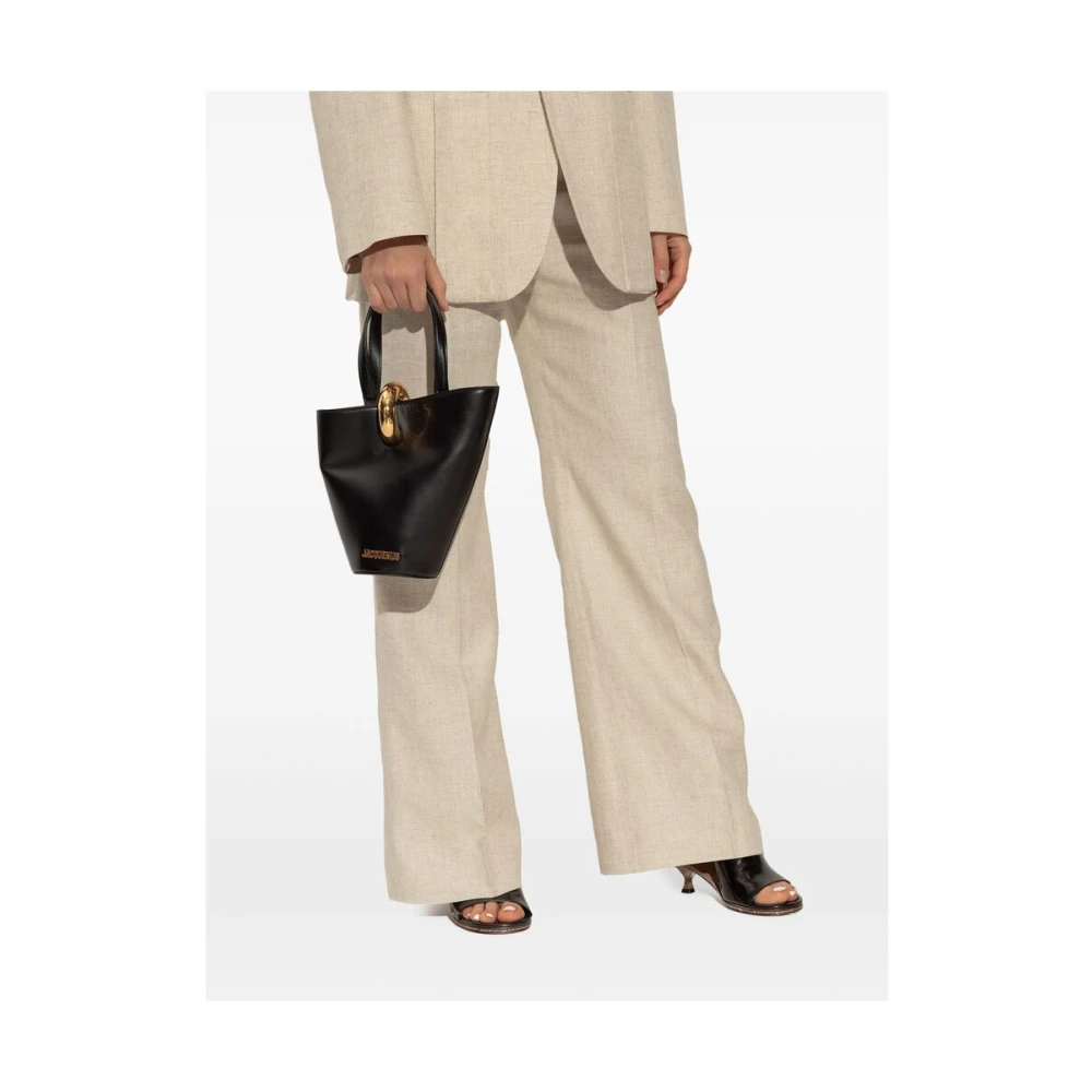 Jacquemus Zwarte Handtas met Magneetsluiting Black Dames