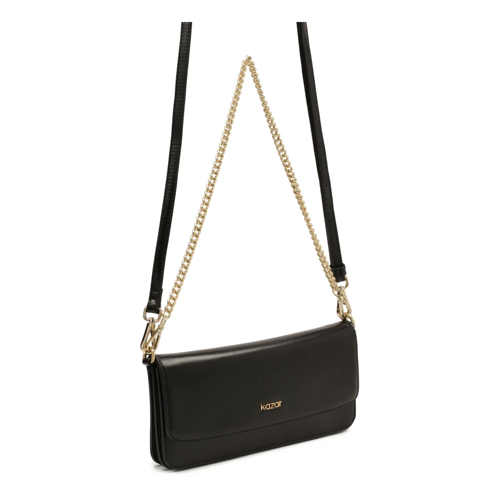 Kazar Rechthoekige platte handtas met klep Black Dames