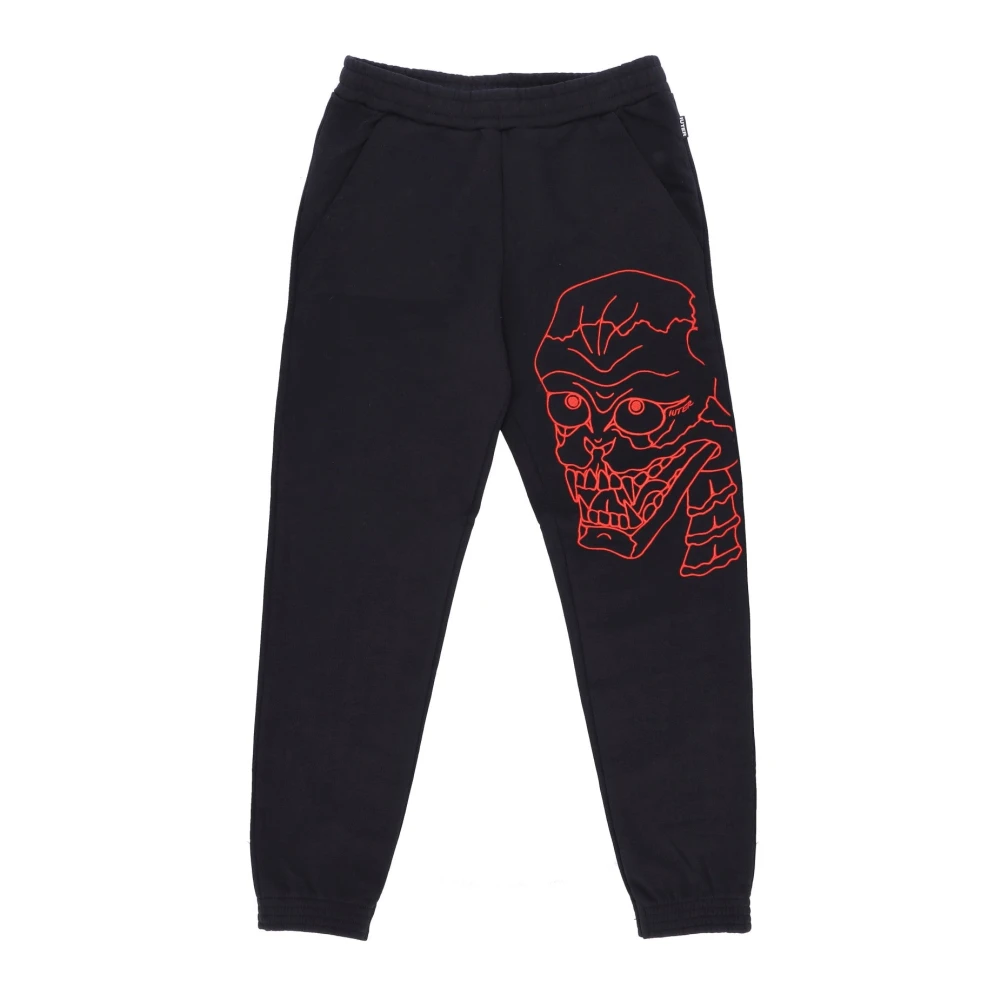 Iuter Uomo Nero - Pantaloni Da Tuta Neri Con Teschio In Pile - Trousers - L