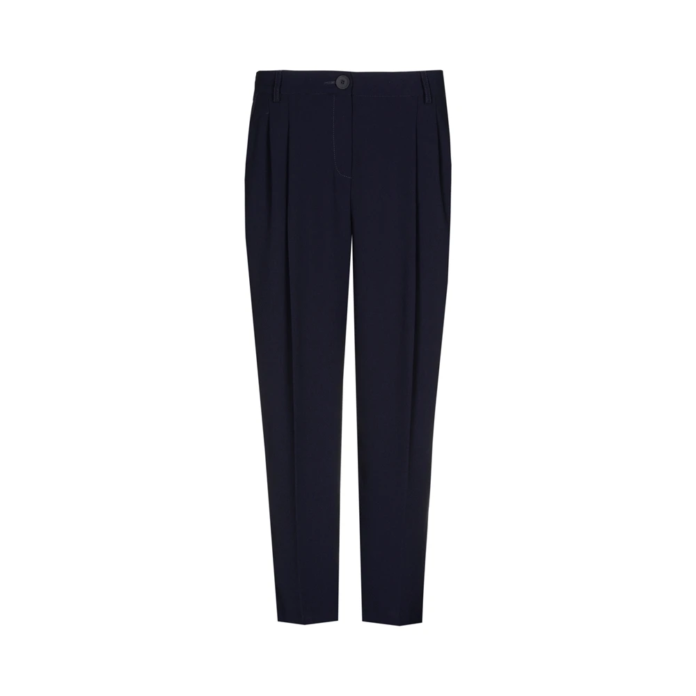 Marie Méro Klassieke Blauwe Broek met Geplooide Tailleband Blue Dames