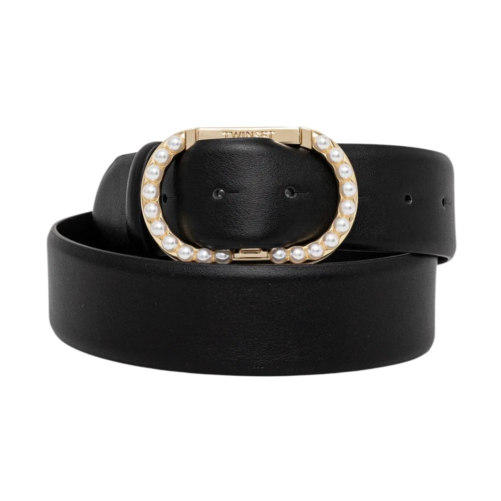 Twinset Ovaal T en parelriem Black Dames