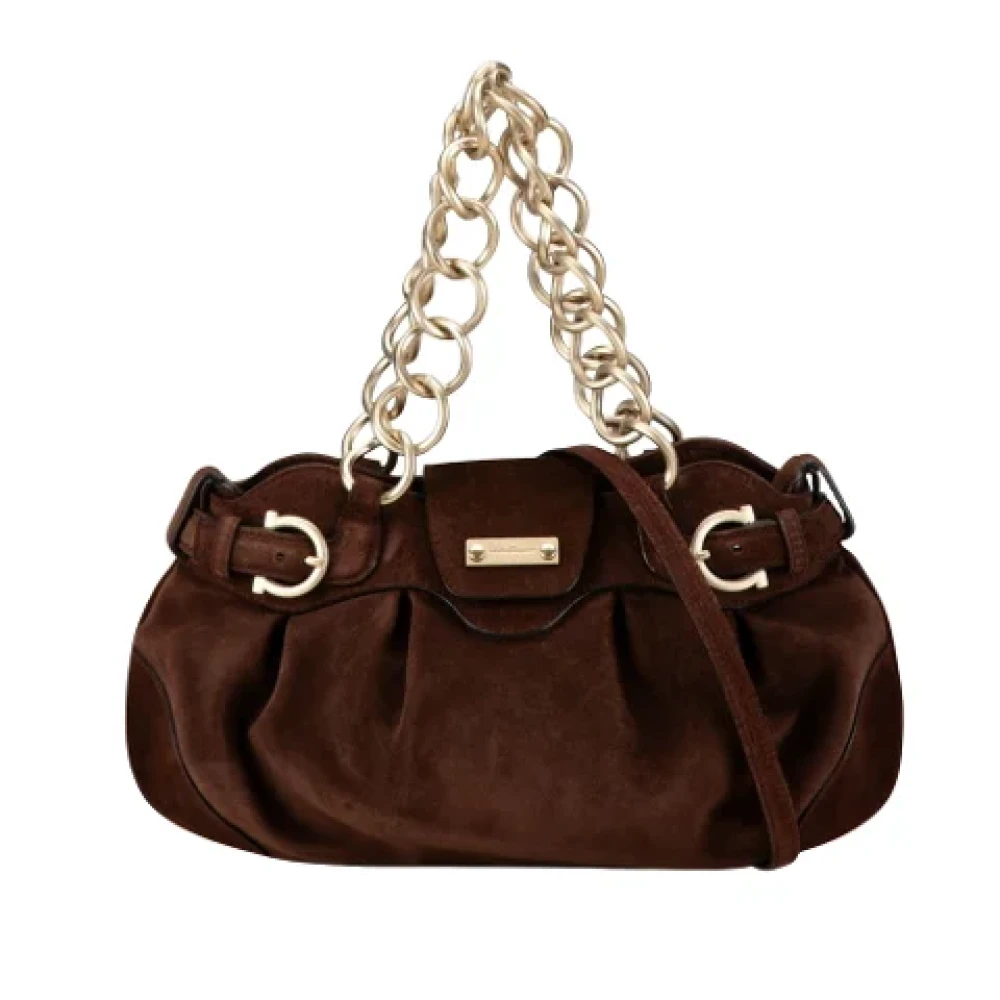 Salvatore Ferragamo Pre-owned Suede handbags Brown Dames