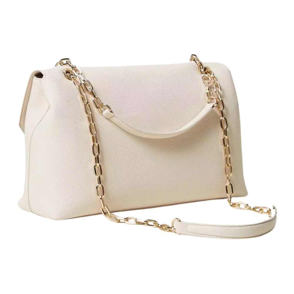 Twinset Schoudertas van glad kalfsleer met metalen Oval T-logo White Dames