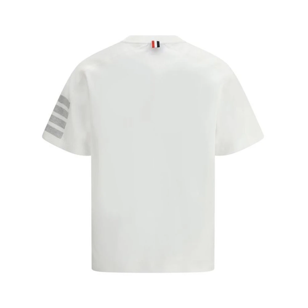 Thom Browne Gestreept Crew Neck Katoenen T-shirt White Heren