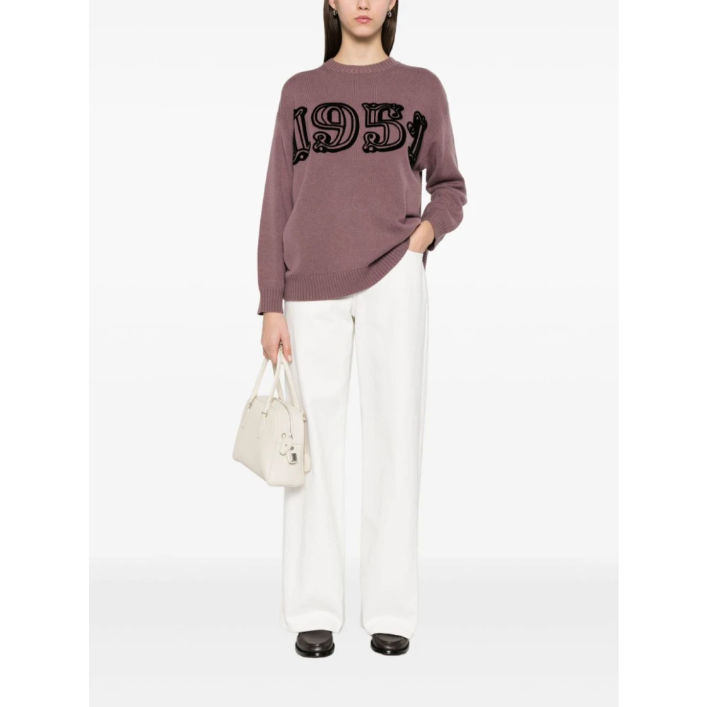 Max Mara Paarse trui met flocked logo Purple Dames