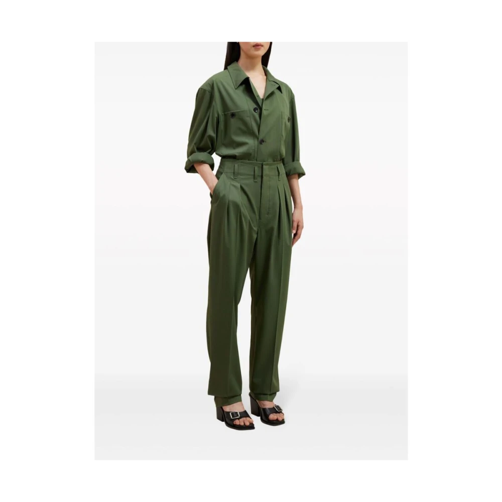 Lemaire Wide Trousers Green Heren