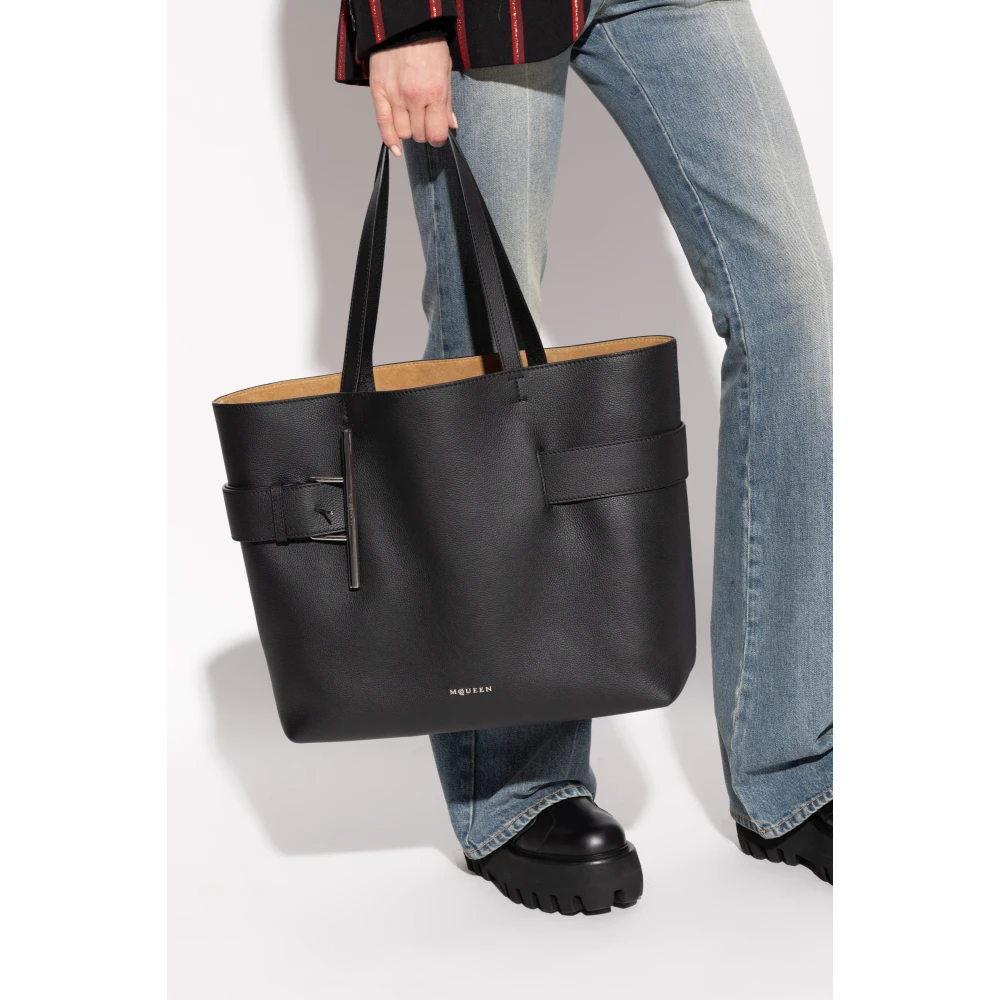 alexander mcqueen Tas T-Bar Sling Black Dames