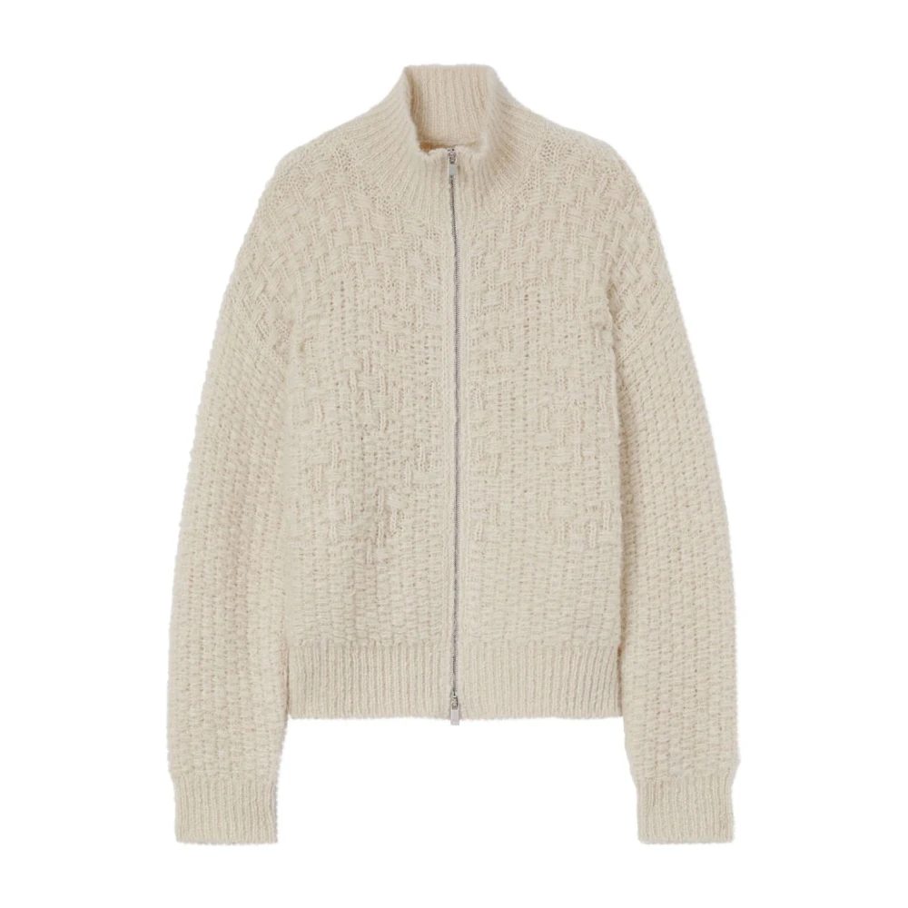 Jil Sander Mohair Alpaca Zip-Up Sweater Beige Heren