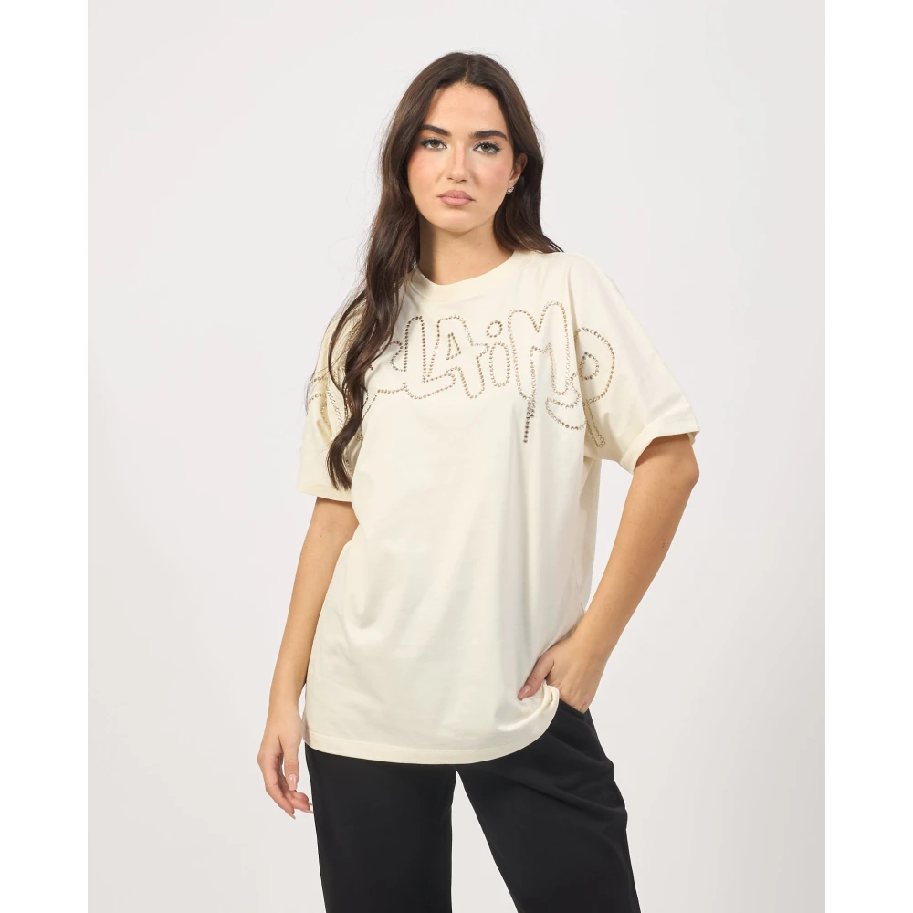 Disclaimer Dames Basic Logo T-shirt Wit Beige Dames