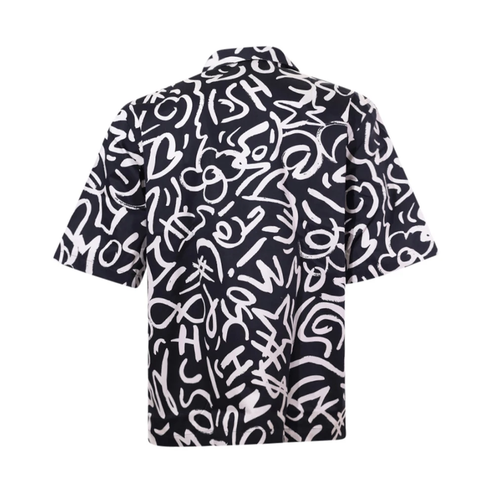 Moschino Zwarte Krabbelprint Shirt Black Heren