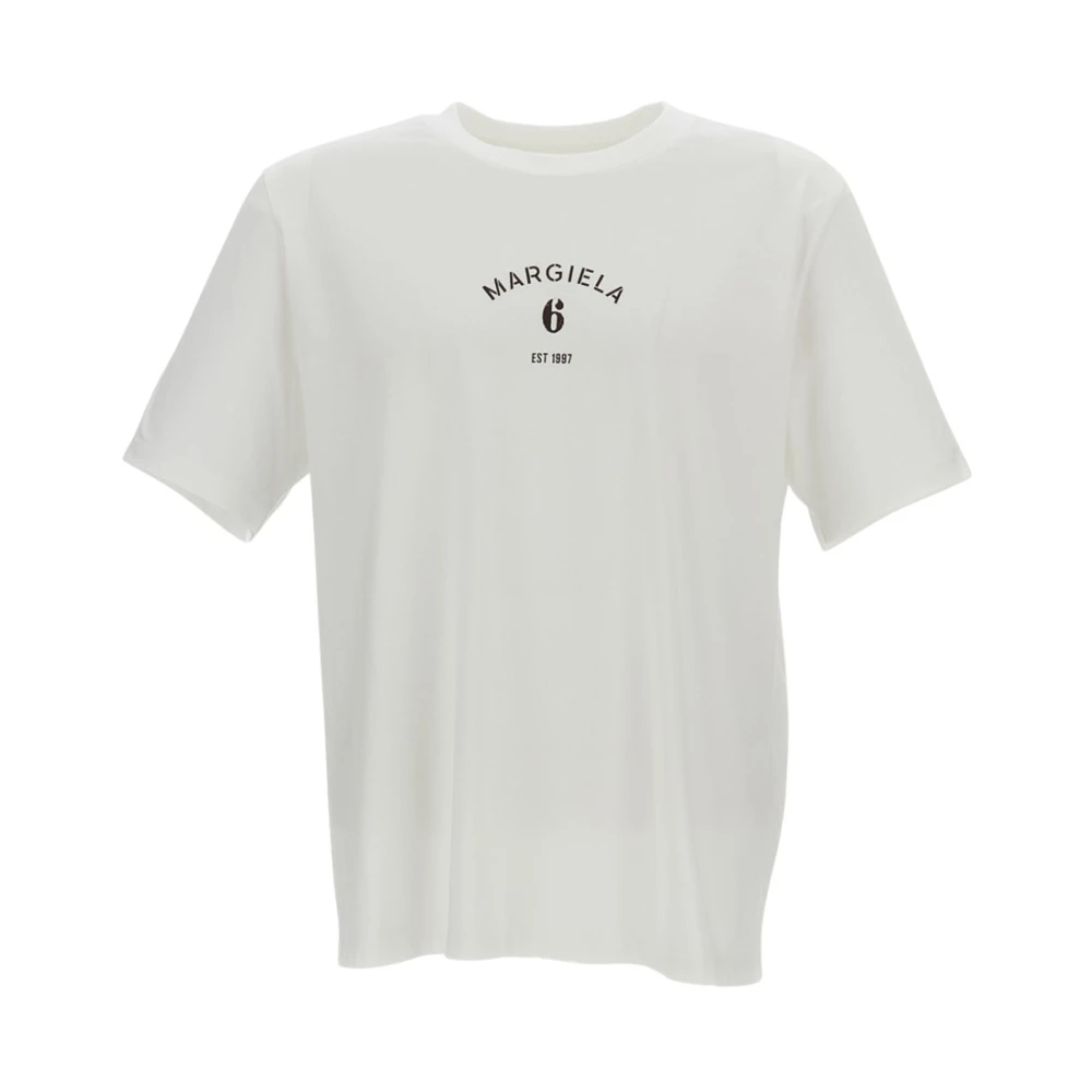 Mm6 Maison Margiela Men's White Logo Print T-Shirt - T-Shirts - S - Tops