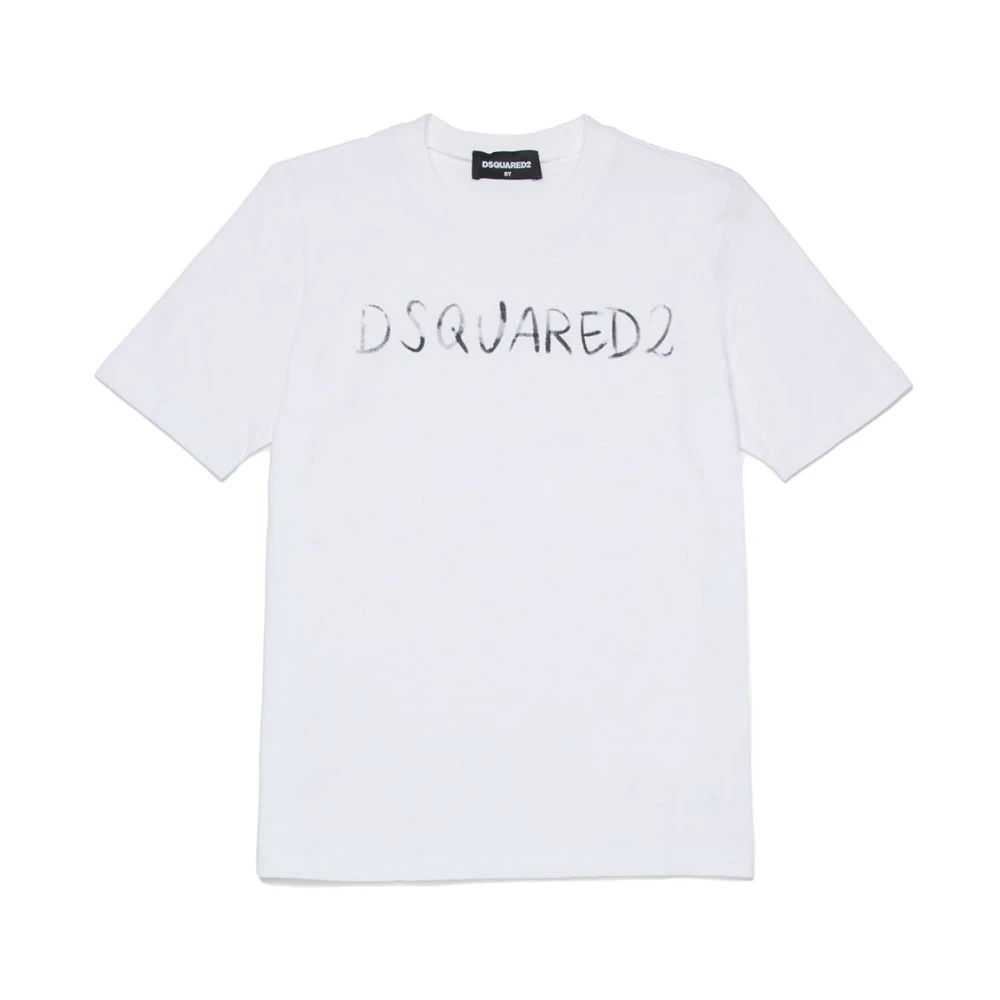 Dsquared2 Cotton Crew-Neck T-Shirt - Female - Kids Short Sleeve T-Shirts - White - 10 Y - Kids