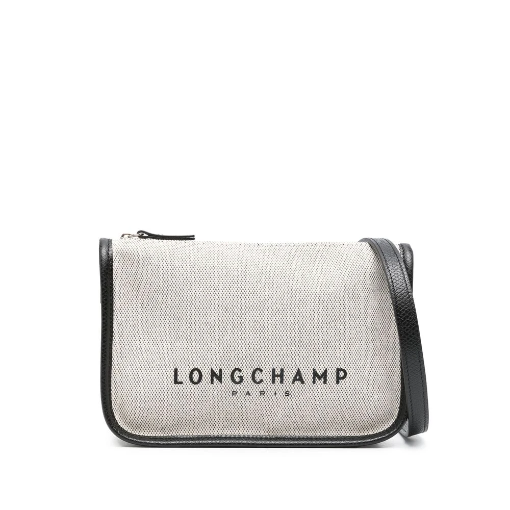 Longchamp Canvas Läder Axelväska med Logotyptryck White, Dam