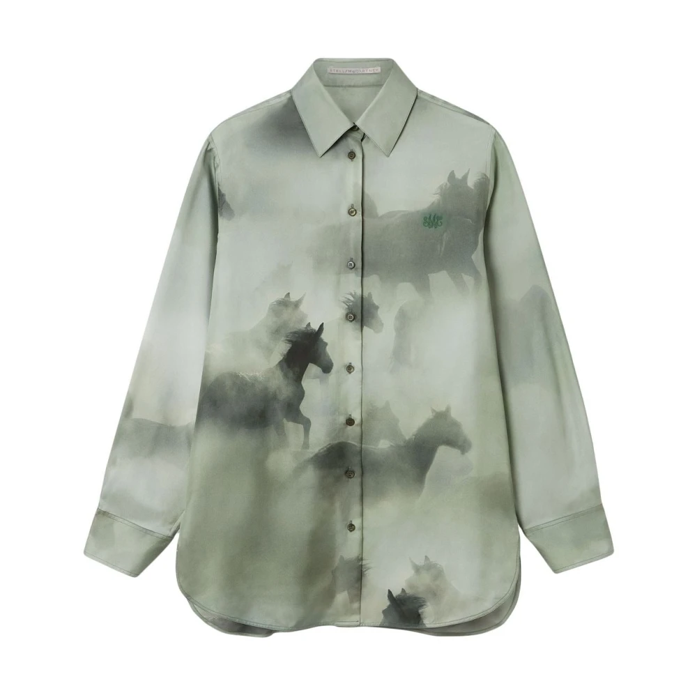 Stella Mccartney Oversized Horse Print Shirt Green Dames