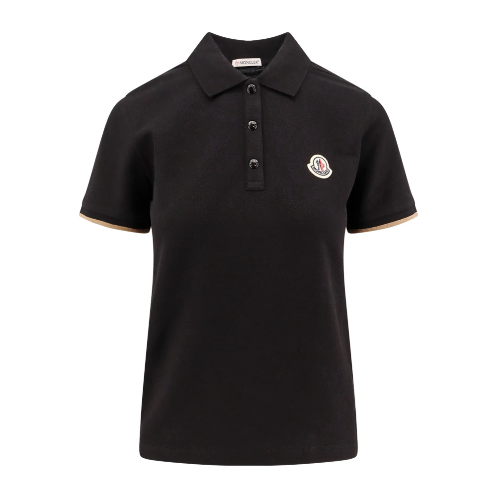 Moncler Katoenen Polo Shirt met Logopatch Black Dames