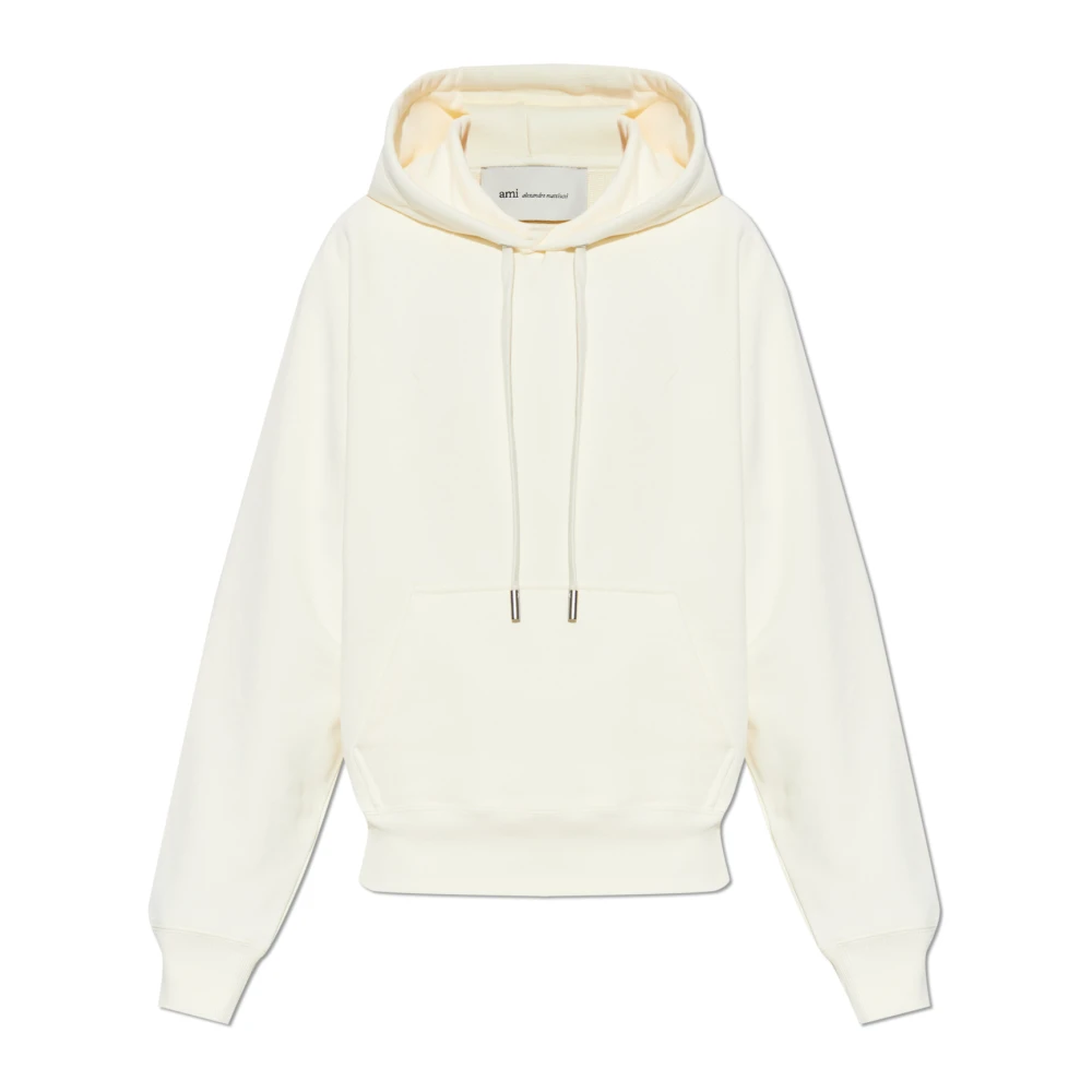 Ami Paris Vrouw Beige Hoodies & Sweatvesten Dames, 2XS, Katoen, De Coeur Hoodie
