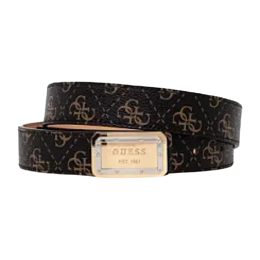 Guess Logo PU Leren Riem Bruin Brown Dames