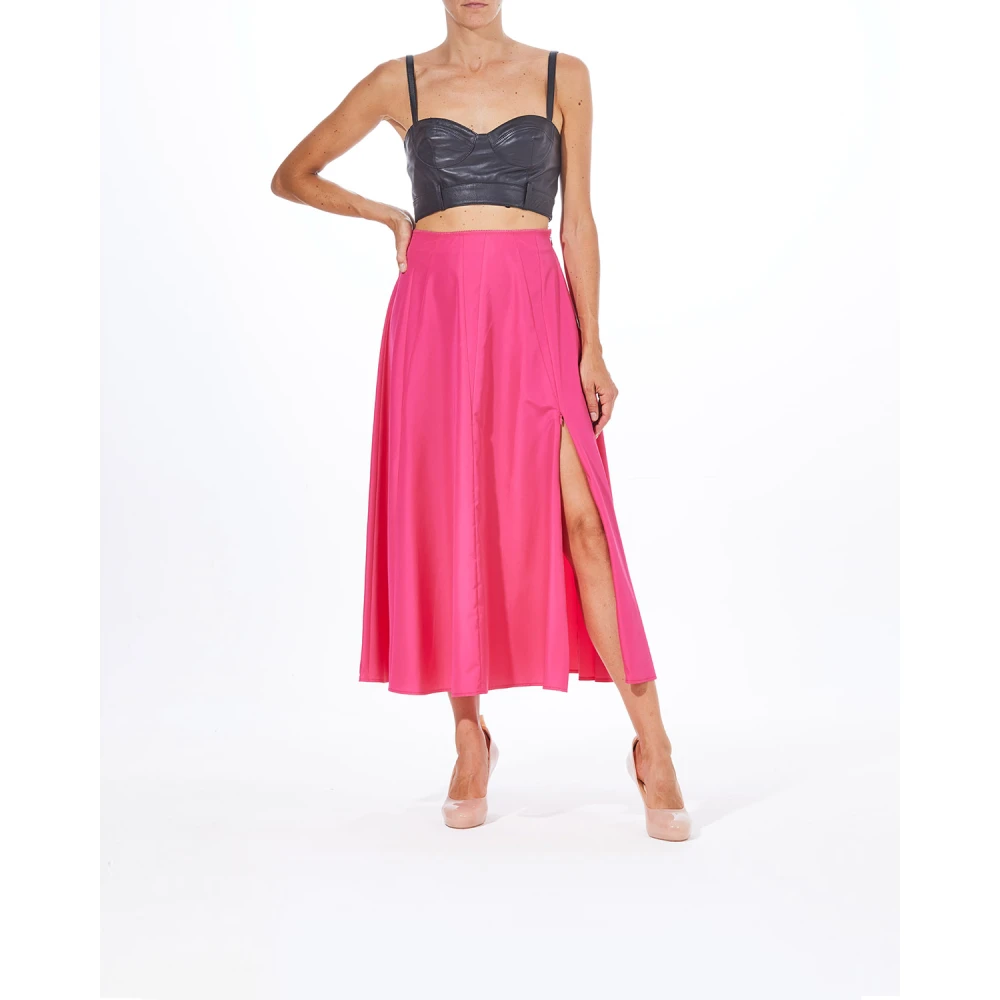 Moschino Fuchsia Taffeta Lange Rok Pink Dames