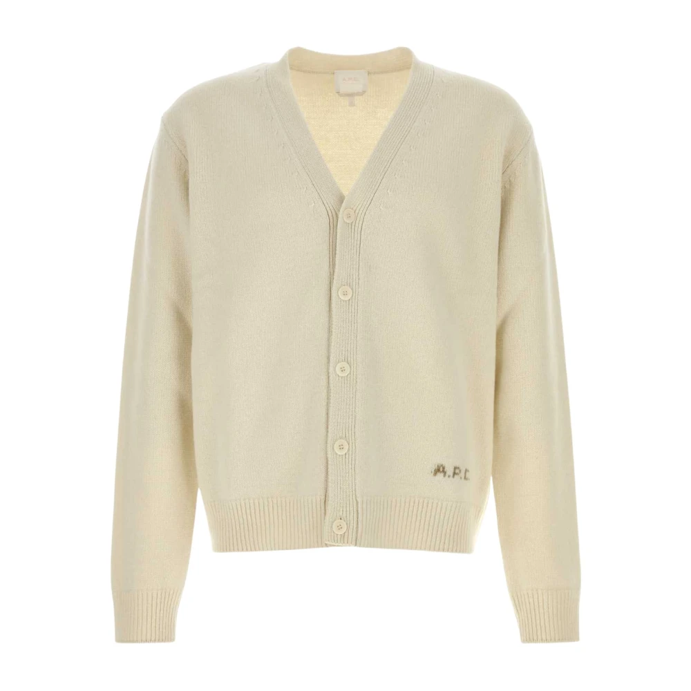 A.p.c. Men's White Kevin Cardigan - Cardigans - M - Knitwear
