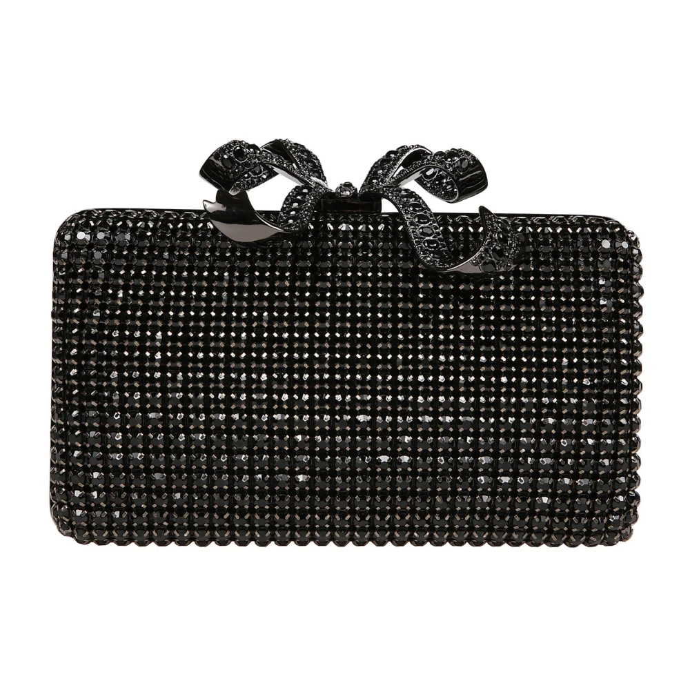 Self Portrait Zwarte kristallen clutch tas Black Dames