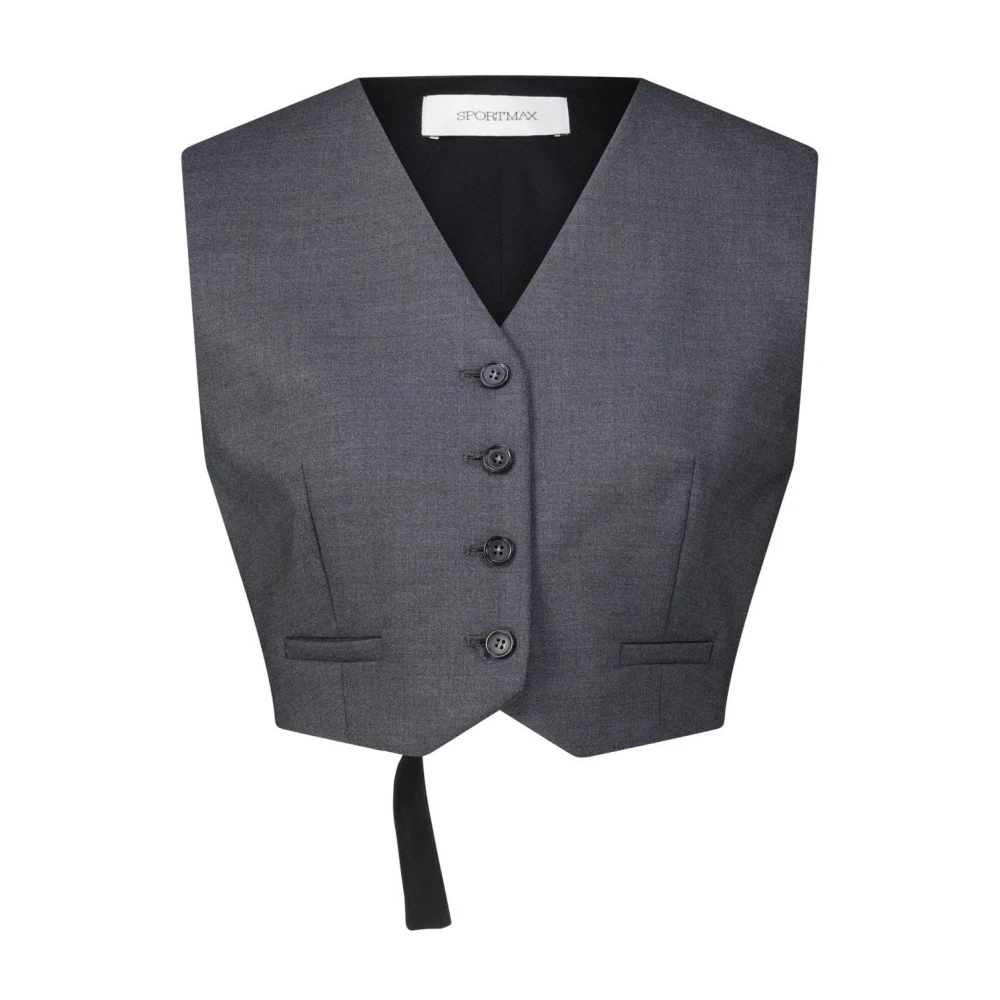 SPORTMAX Korte Elegante Vest met Verstelbare Achterband Gray Dames
