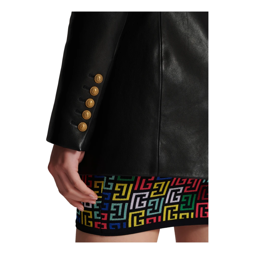 Balmain 2-knoops leren blazer Black Dames