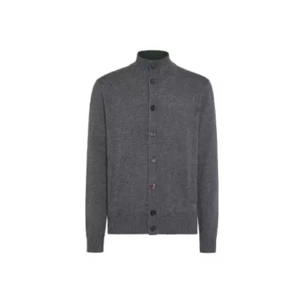 Sun68 Effen Kleur Cardigan Sweater Gray Heren