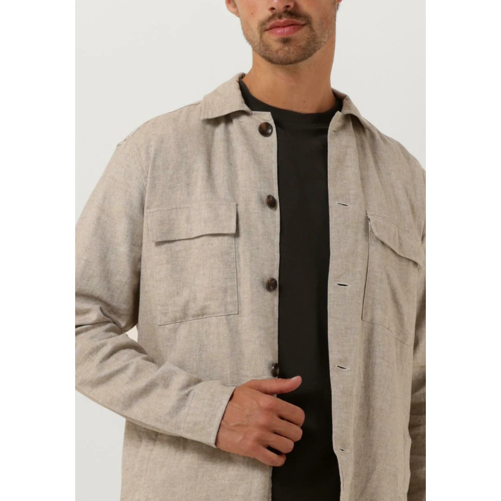 Profuomo Heren Linnen Overshirt Beige Heren