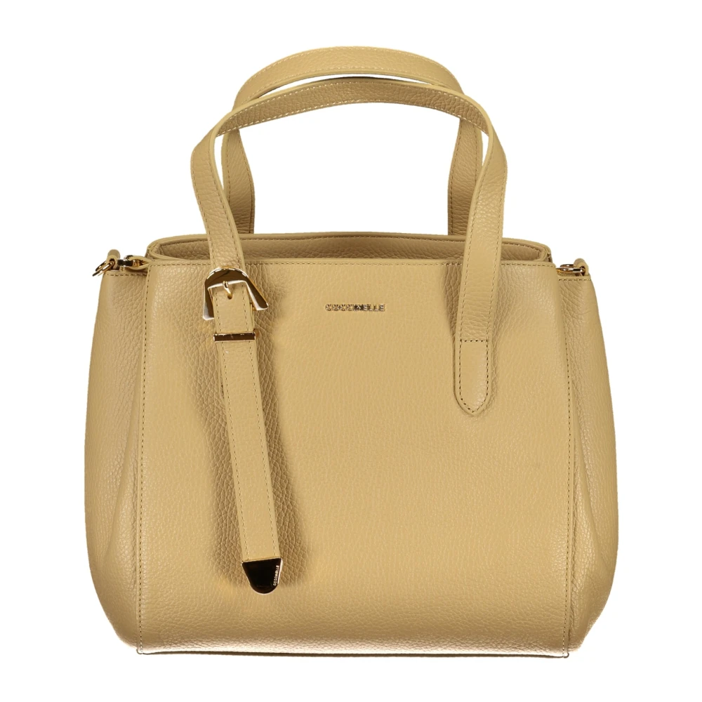 Coccinelle Beige Leren Handtas met Verstelbare Schouderband Beige Dames