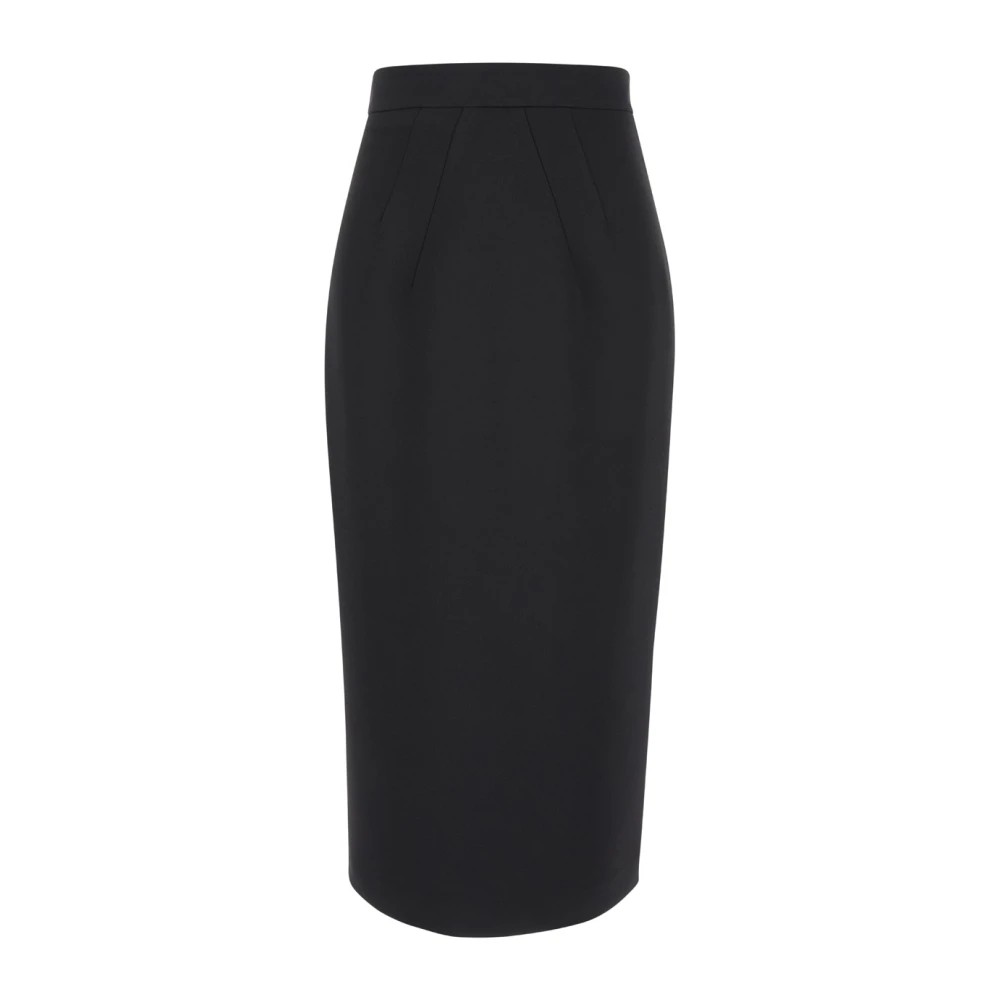 Plain Units Zwarte Midi Potlood Rok Hoge Taille Black Dames
