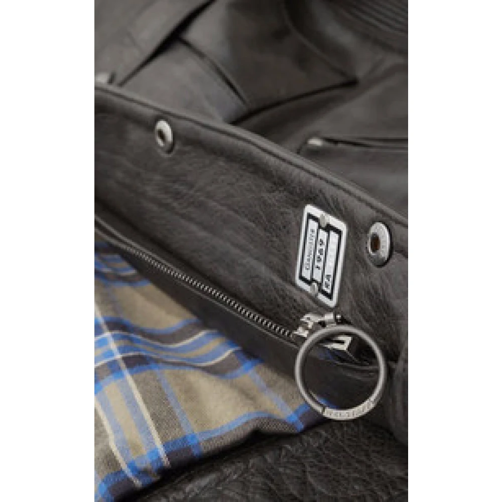 Belstaff Zwarte leren multi-pocket gangsterjas Black Heren