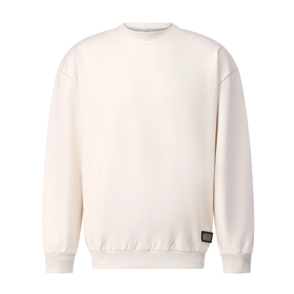 carlo colucci Sweatshirt met Logo Print Moderne Stijl Beige Heren