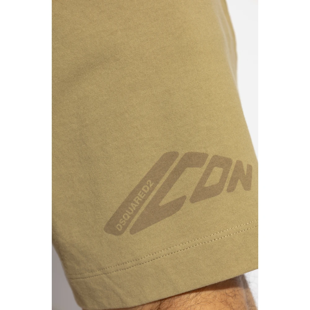 Dsquared2 Katoenen shorts met bedrukt logo Green Heren