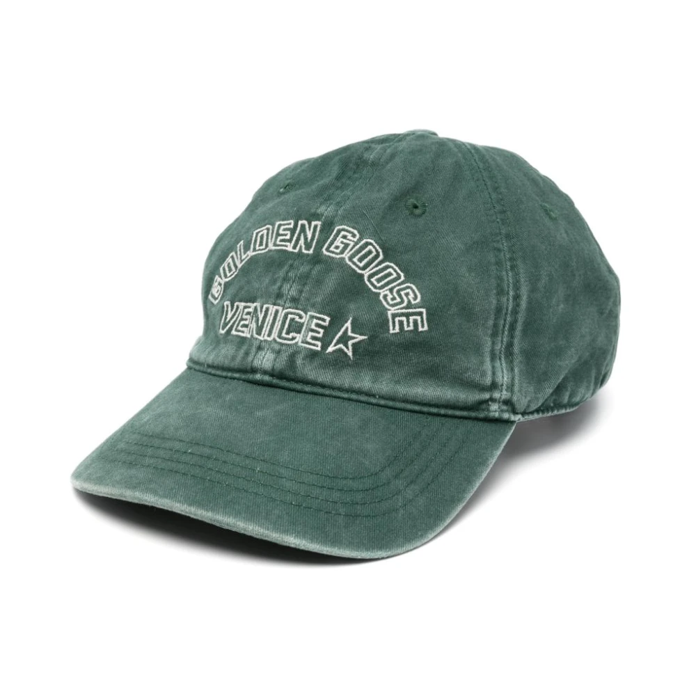 Golden Goose Green Hats & Caps, Male, One Size, Logo Baseball Cap