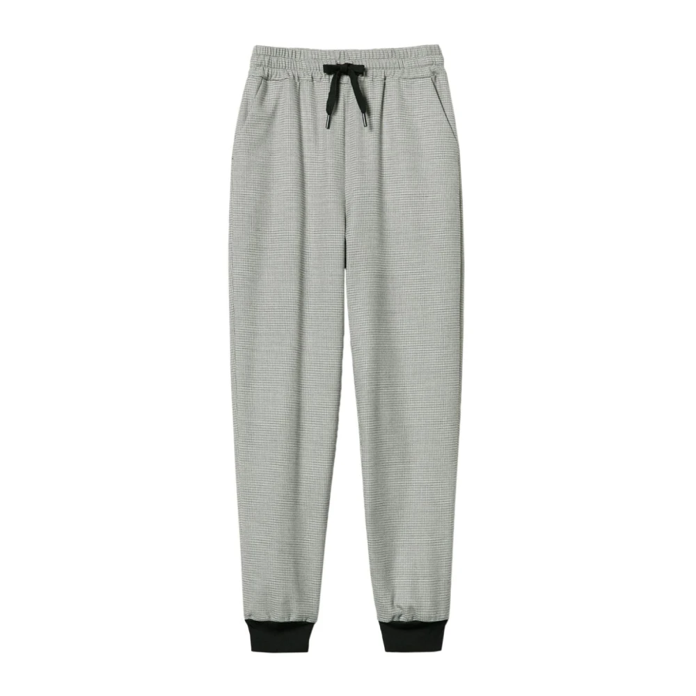 Twinset Gray Sweatpants, Female, L, Elegant Houndstooth Trousers Multicolour