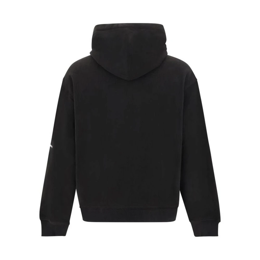 Dolce & Gabbana Gestanste Monogram Katoenen Hoodie met Kangoeroezak Black Heren