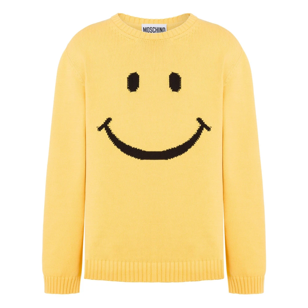 Moschino Gele Crew Neck Sweater met Logo Yellow Heren