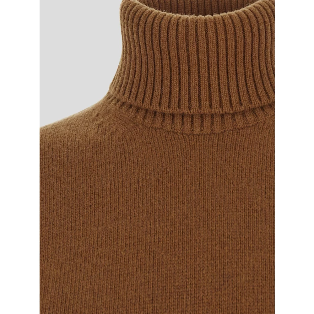 Seven Gauge Wollen Turtleneck Sweater Brown Heren