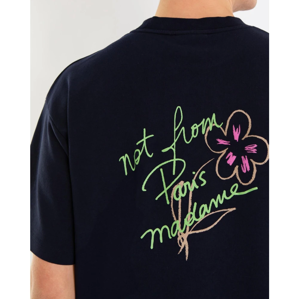 Drole de Monsieur Heren Slogan T-shirt Schets Blue Heren