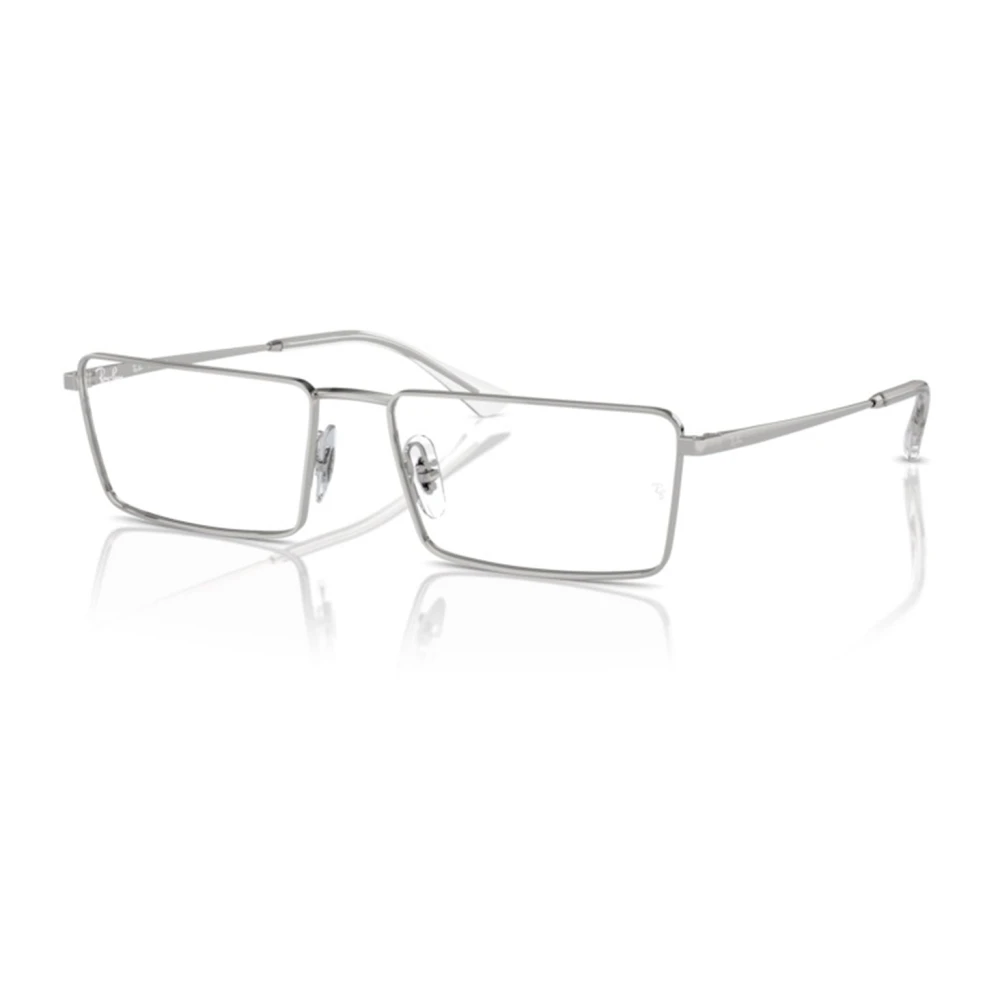 Ray-Ban Minimalistische Rechthoekige Metalen Frame Zonnebril Gray Unisex