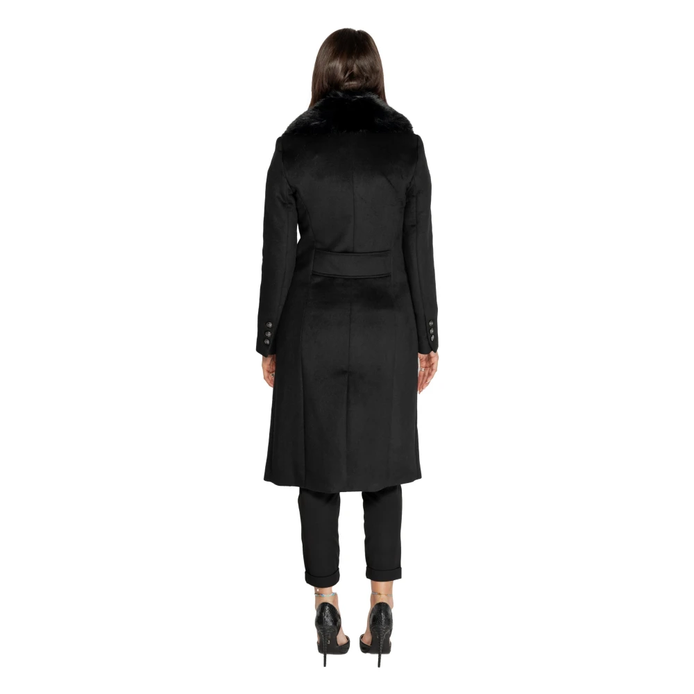Guess Zwarte Revers Jas Knoopsluiting Black Dames