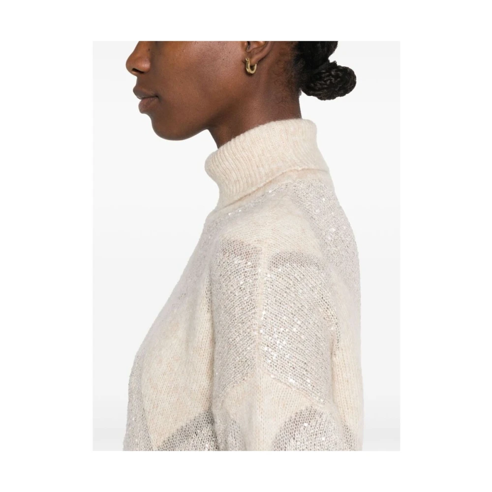 BRUNELLO CUCINELLI Beige Gebreide Paillet Sweater Beige Dames