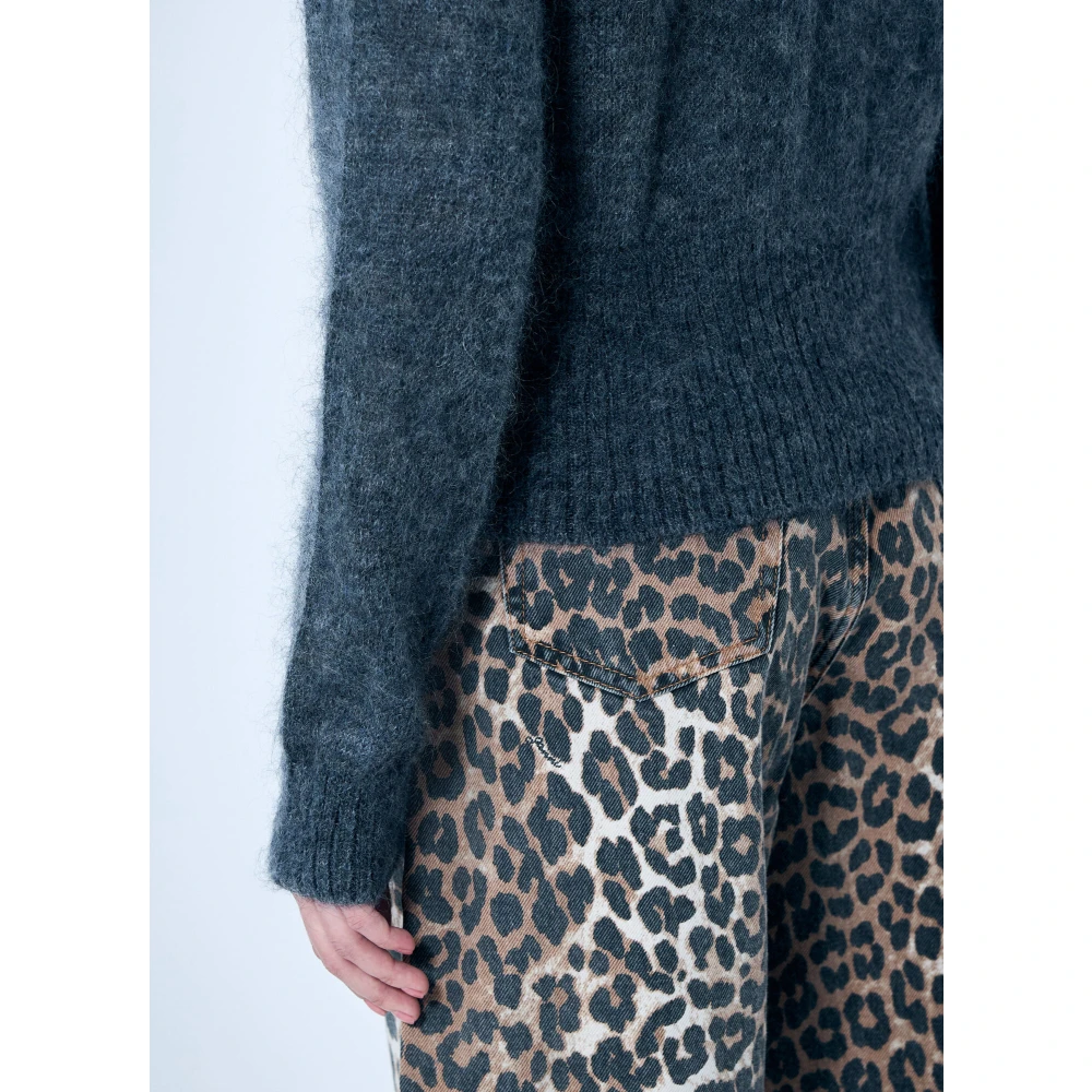 Ganni Mohair Tie-String Cardigan Gray Dames