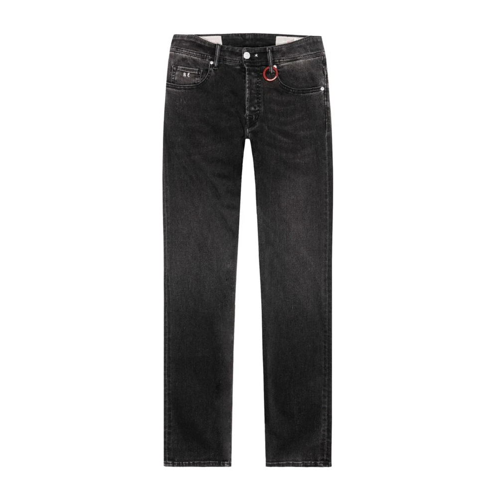 Tramarossa Zwarte Katoenen Jeans met Verwijderbare Initialen Black Heren