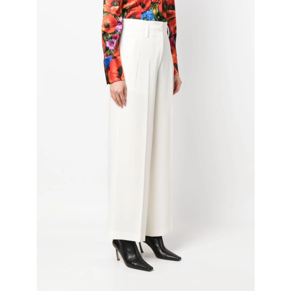 Alberto Biani Beige Wijde Pijp Wollen Broek Beige Dames