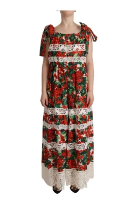 Klänning Geranium Print Lace Long Maxi