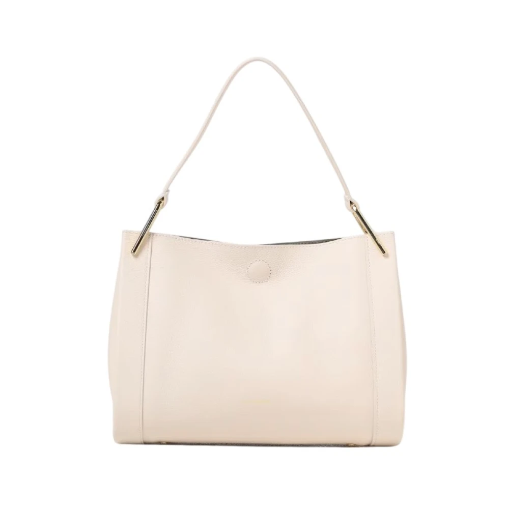 Coccinelle Gekartelde Textuur Kalfsleren Tas met Logo Beige Dames